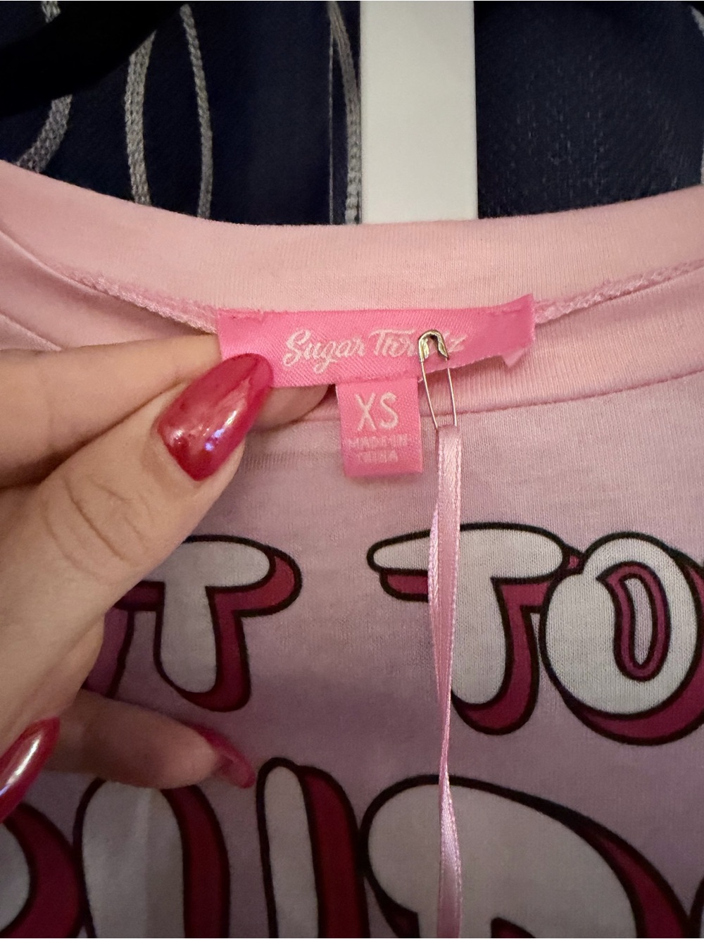 Sugar Thrillz 'Not Today Cupid' Long-Sleeve Crop Tee H2 - Picture 3 of 4